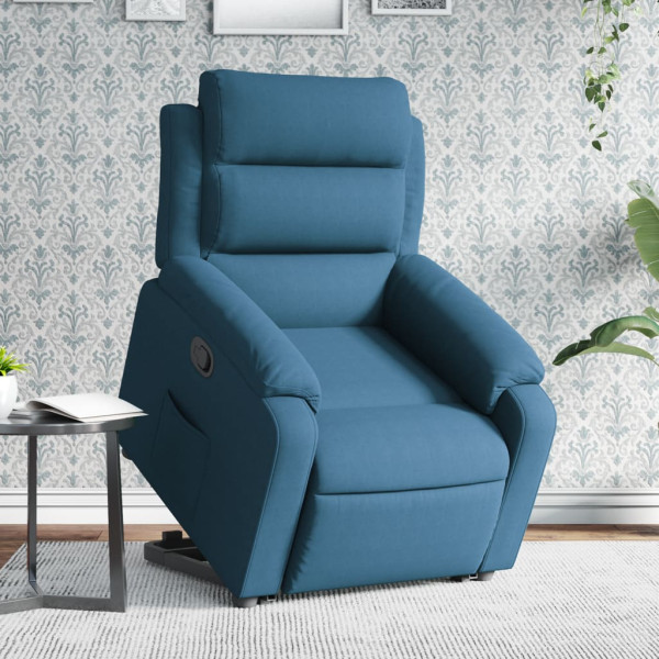 Sillón reclinable elevable de terciopelo azul D