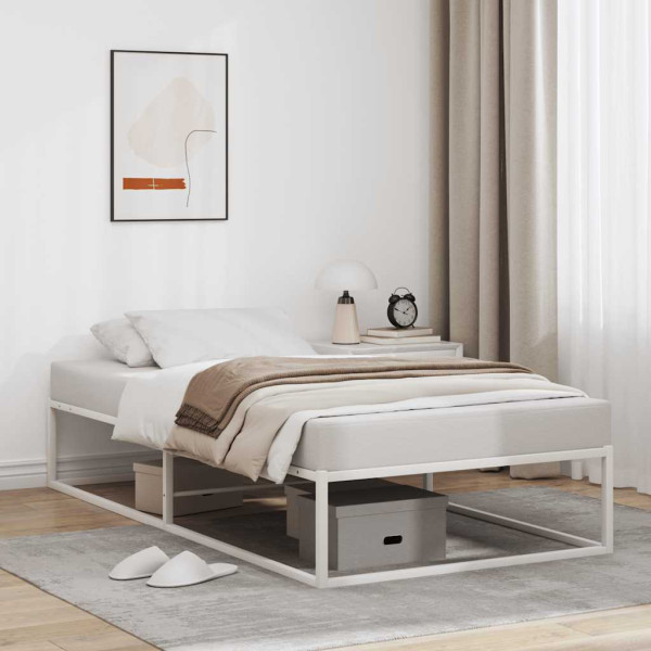 Estructura de cama sin colchón de metal blanco 90x200 cm Estructura de cama sin colchón de metal blanco 90x200 cm D