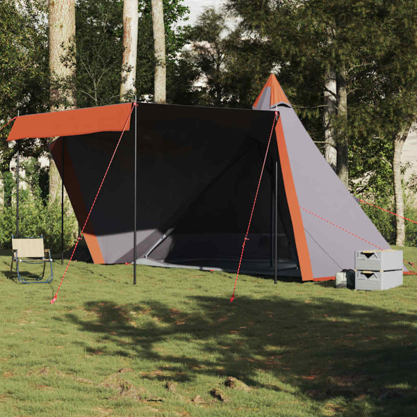 Tienda familiar tipi para 6 personas impermeable gris naranja D