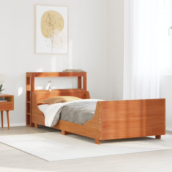 Estructura de cama sin colchón madera maciza marrón 90x190 cm Estructura de cama sin colchón madera maciza marrón 90x190 cm D