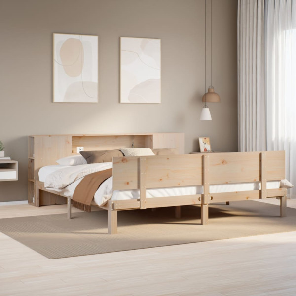 Cama con estantería sin colchón madera maciza de pino 180x200cm Cama con estantería sin colchón madera maciza de pino 180x200cm D