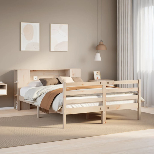 Cama con estantería sin colchón madera maciza de pino 120x200cm Cama con estantería sin colchón madera maciza de pino 120x200cm D
