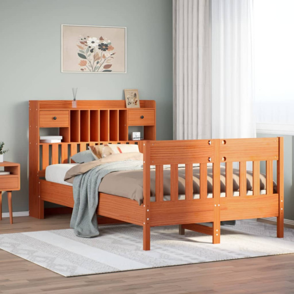 Estructura de cama sin colchón madera maciza marrón 135x190 cm Estructura de cama sin colchón madera maciza marrón 135x190 cm D