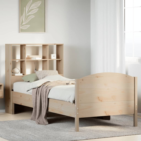Cama con estantería sin colchón madera maciza de pino 100x200cm D