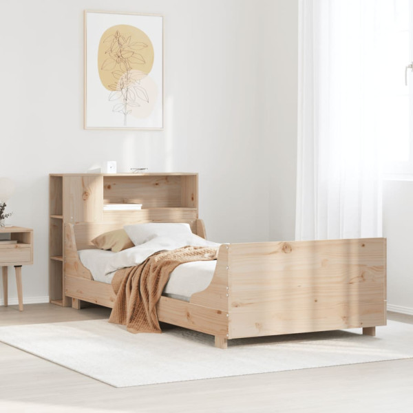 Estructura de cama sin colchón madera maciza pino 75x190 cm Estructura de cama sin colchón madera maciza pino 75x190 cm D