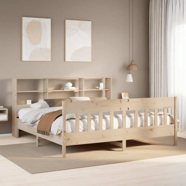 Estructura de cama sin colchón madera maciza de pino 200x200 cm Estructura de cama sin colchón madera maciza de pino 200x200 cm D