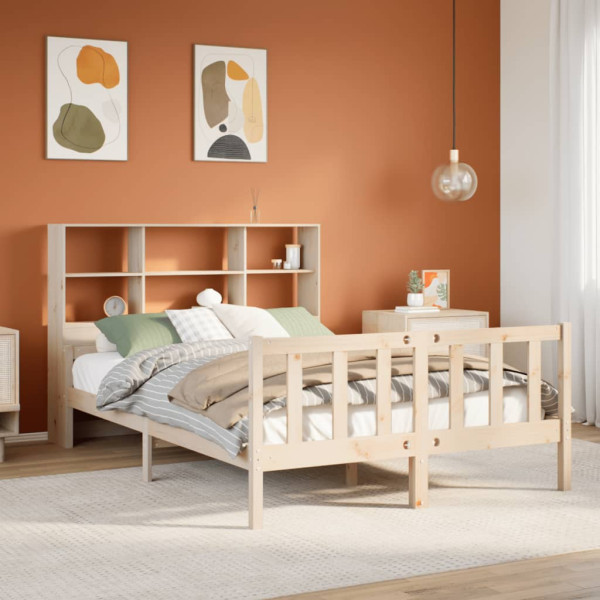 Cama con estantería sin colchón madera maciza de pino 160x200cm Cama con estantería sin colchón madera maciza de pino 160x200cm D