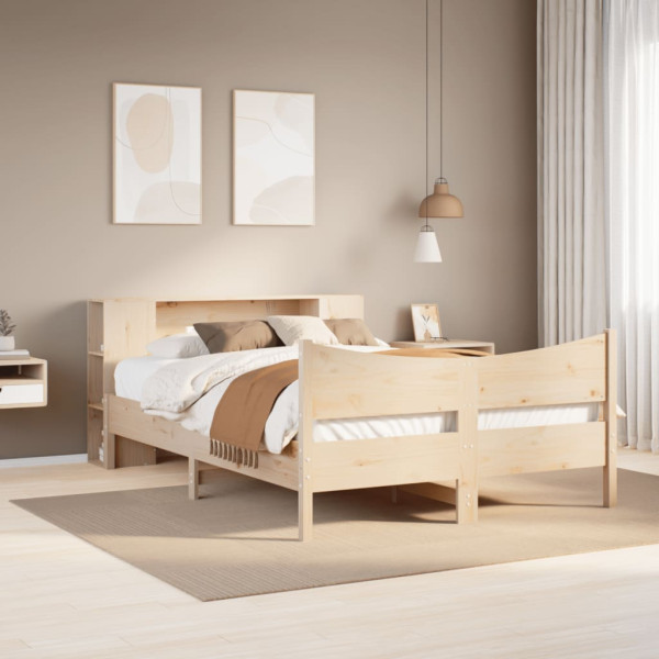 Estructura de cama sin colchón madera maciza de pino 120x190 cm Estructura de cama sin colchón madera maciza de pino 120x190 cm D