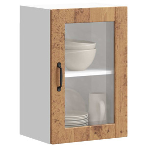 Armario de pared para cocina puerta cristal Porto madera vieja D