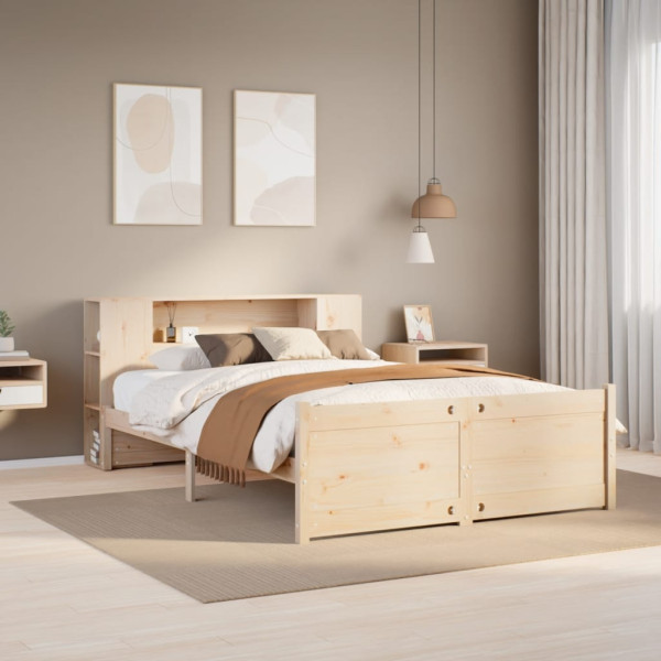 Cama con estantería sin colchón madera maciza de pino 140x200cm Cama con estantería sin colchón madera maciza de pino 140x200cm D
