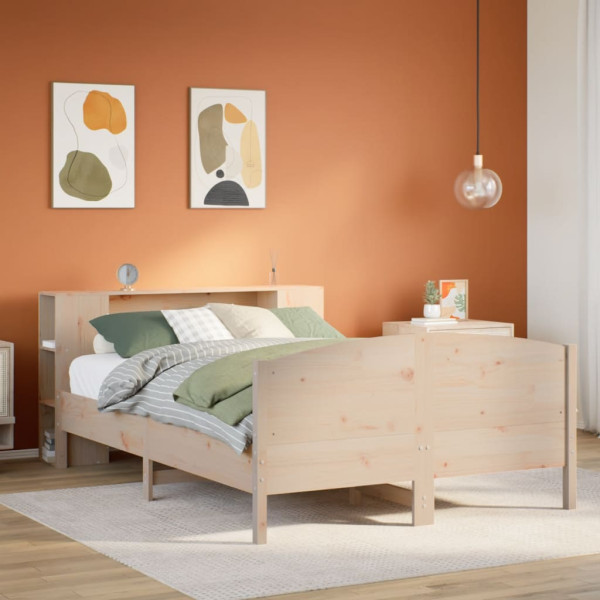 Cama con estantería sin colchón madera maciza de pino 160x200cm Cama con estantería sin colchón madera maciza de pino 160x200cm D