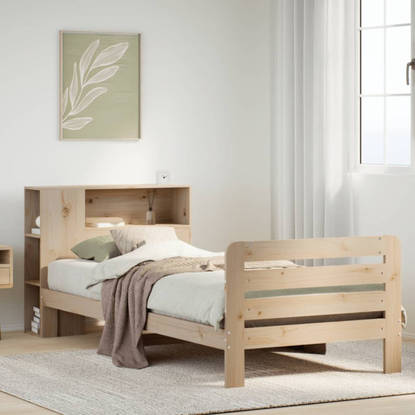 Estructura de cama sin colchón madera maciza pino 75x190 cm Estructura de cama sin colchón madera maciza pino 75x190 cm D