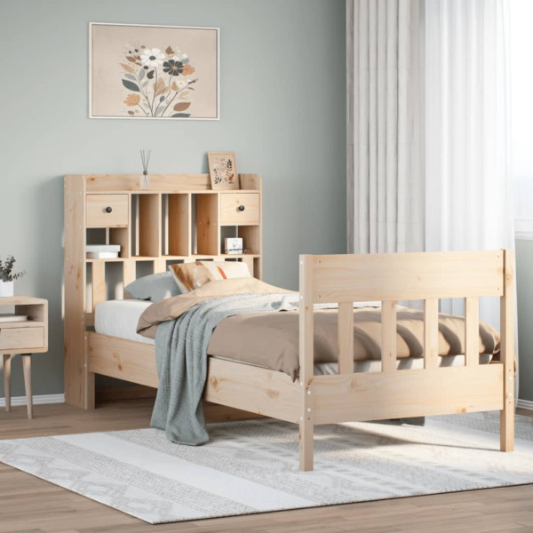 Estructura de cama sin colchón madera maciza de pino 100x200 cm Estructura de cama sin colchón madera maciza de pino 100x200 cm D