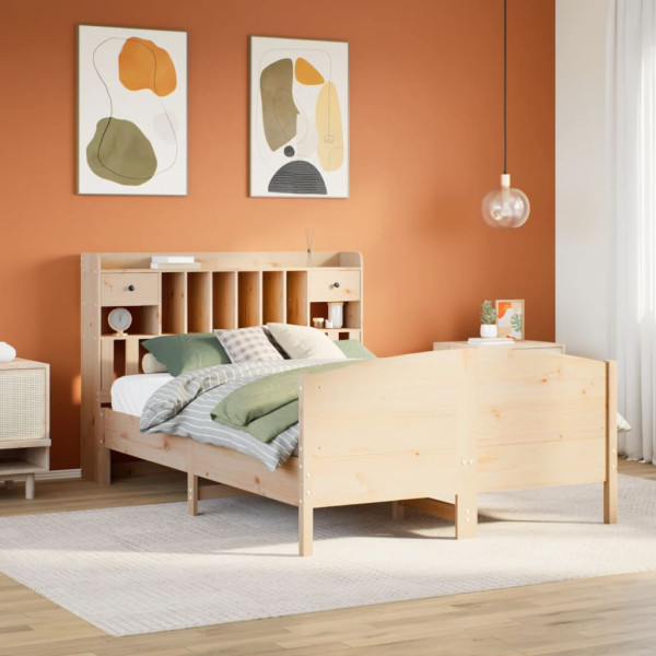 Cama con estantería sin colchón madera maciza de pino 140x200cm Cama con estantería sin colchón madera maciza de pino 140x200cm D