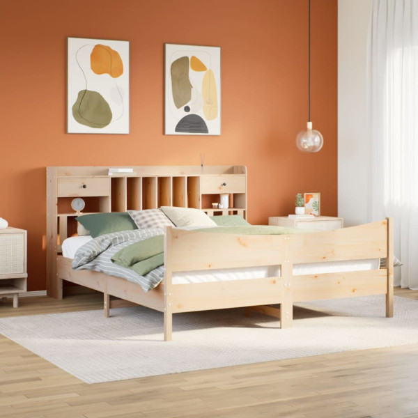 Estructura de cama sin colchón madera maciza de pino 180x200 cm Estructura de cama sin colchón madera maciza de pino 180x200 cm D