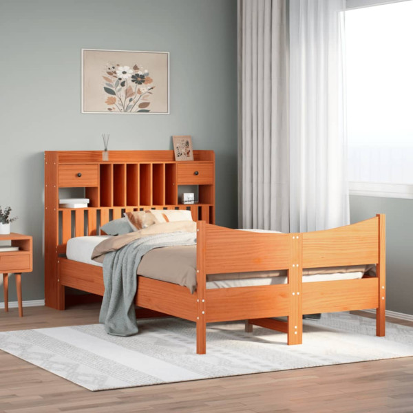 Estructura de cama sin colchón madera maciza marrón 135x190 cm Estructura de cama sin colchón madera maciza marrón 135x190 cm D