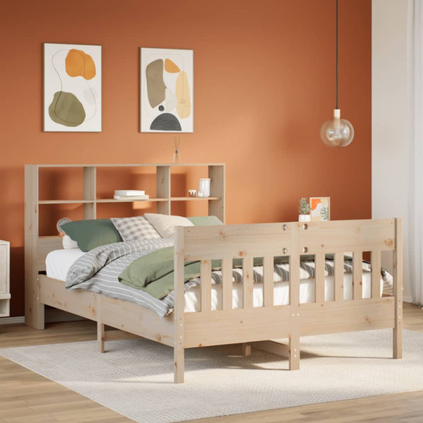 Estructura de cama sin colchón madera de pino blanco 150x200 cm Estructura de cama sin colchón madera de pino blanco 150x200 cm D