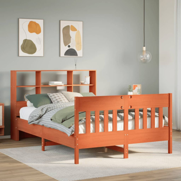 Cama sin colchón madera maciza de pino marrón cera 120x200 cm Cama sin colchón madera maciza de pino marrón cera 120x200 cm D