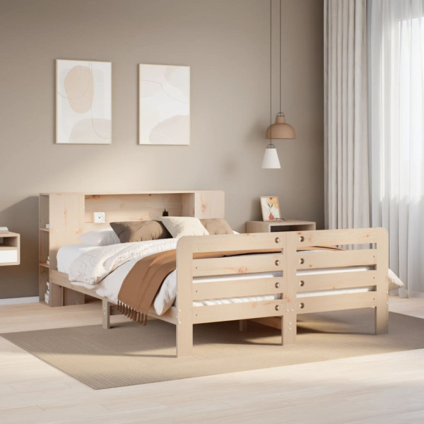Estructura de cama sin colchón madera maciza de pino 160x200 cm Estructura de cama sin colchón madera maciza de pino 160x200 cm D
