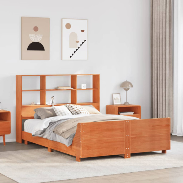 Estructura de cama sin colchón madera maciza marrón 120x190 cm Estructura de cama sin colchón madera maciza marrón 120x190 cm D