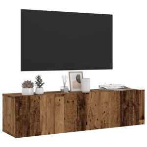 Mueble de TV de pared madera ingeniería envejecida 120x30x30 cm D