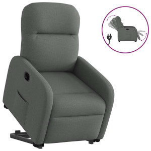 Sillón eléctrico reclinable elevable de tela gris oscuro D