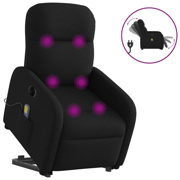 Sillón de masaje eléctrico reclinable elevable tela negro D