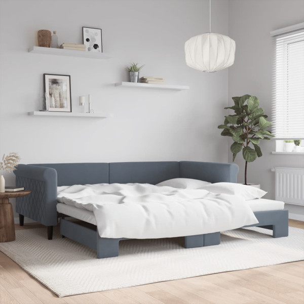 Sofá cama nido terciopelo gris oscuro 100x200 cm Sofá cama nido terciopelo gris oscuro 100x200 cm D