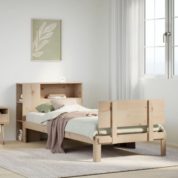 Cama con estantería sin colchón madera maciza de pino 75x190 cm Cama con estantería sin colchón madera maciza de pino 75x190 cm D