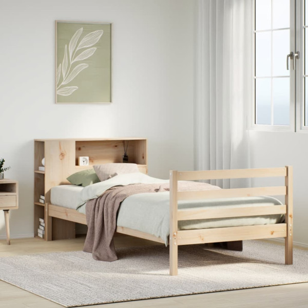 Cama con estantería sin colchón madera maciza de pino 100x200cm Cama con estantería sin colchón madera maciza de pino 100x200cm D