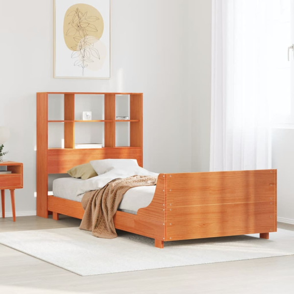 Estructura de cama sin colchón madera maciza marrón 75x190 cm Estructura de cama sin colchón madera maciza marrón 75x190 cm D