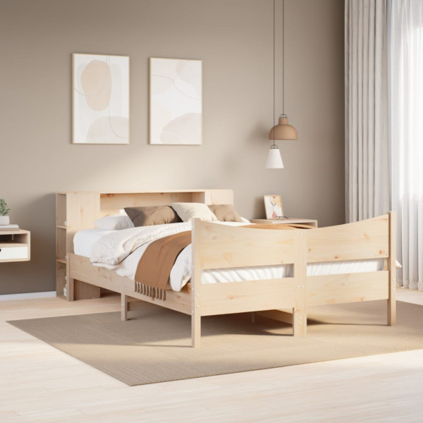 Estructura de cama sin colchón madera de pino blanca 140x200 cm Estructura de cama sin colchón madera de pino blanca 140x200 cm D