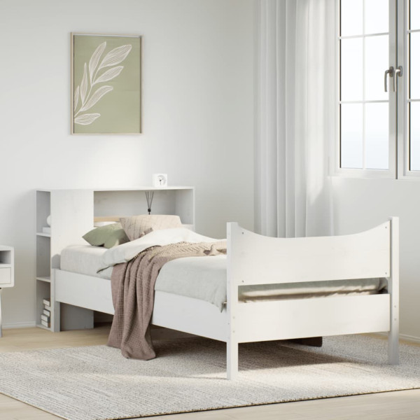 Estructura cama sin colchón madera maciza pino blanca 100x200cm Estructura cama sin colchón madera maciza pino blanca 100x200cm D