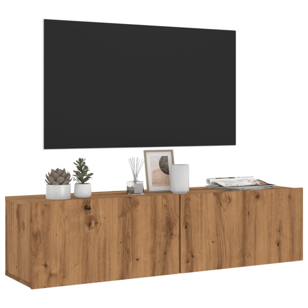 Mueble TV de pared madera ingeniería roble artisan 120x30x30 cm D