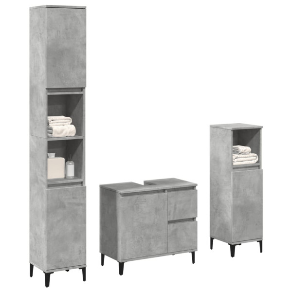 Set muebles de baño 2 piezas madera contrachapada gris hormigón Set muebles de baño 2 piezas madera contrachapada gris hormigón D