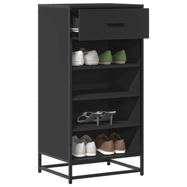 Mueble zapatero de madera de ingeniería negro 48x38x97.5 cm D