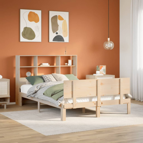 Cama con estantería sin colchón madera maciza de pino 160x200cm Cama con estantería sin colchón madera maciza de pino 160x200cm D