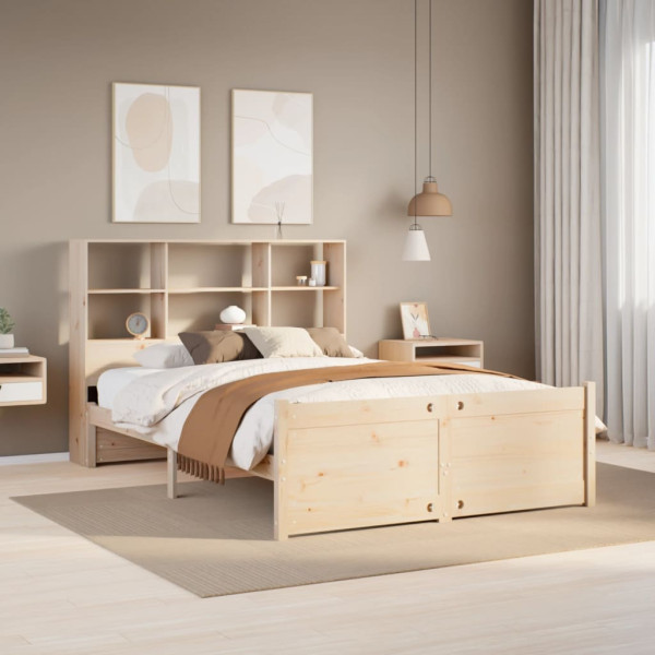 Cama con estantería sin colchón madera maciza de pino 150x200cm Cama con estantería sin colchón madera maciza de pino 150x200cm D