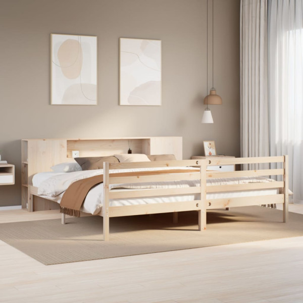 Cama con estantería sin colchón madera maciza de pino 180x200cm D