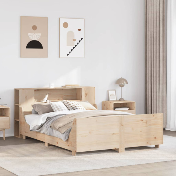 Estructura de cama sin colchón madera de pino blanca 140x200 cm D