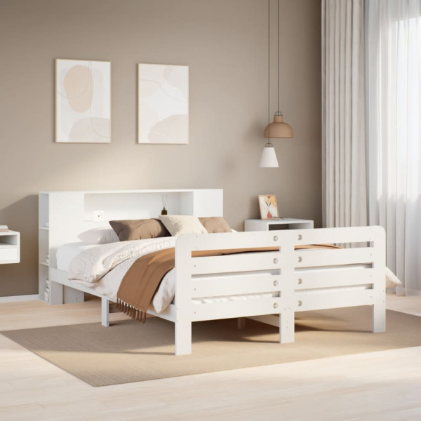 Estructura de cama sin colchón madera maciza blanca 120x190 cm Estructura de cama sin colchón madera maciza blanca 120x190 cm D