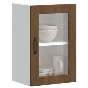 Armario de pared para cocina puerta cristal Porto roble marrón D