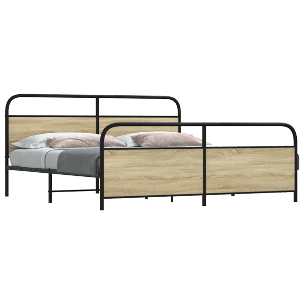 Estructura de cama sin colchón metal roble Sonoma 183x213 cm Estructura de cama sin colchón metal roble Sonoma 183x213 cm D