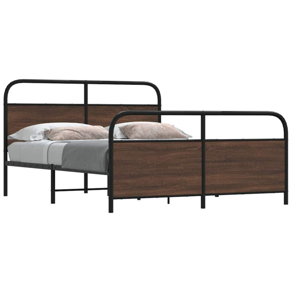 Estructura de cama sin colchón metal marrón roble 160x200 cm D