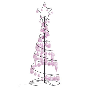 VidaXL Cono de luz para árbol de Navidad con bolas 80 LED 120 cm D