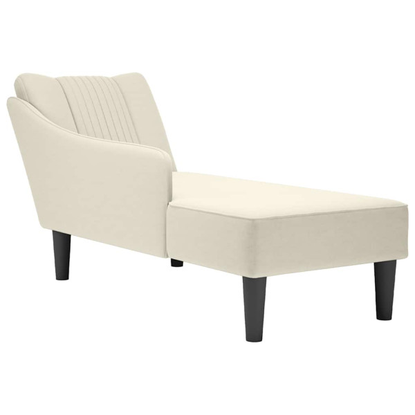 Chaise longue con reposabrazos derecho terciopelo crema D