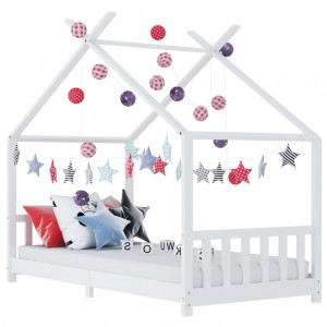 Estrutura da cama infantil madeira maciça pinho branco 70x140 cm D