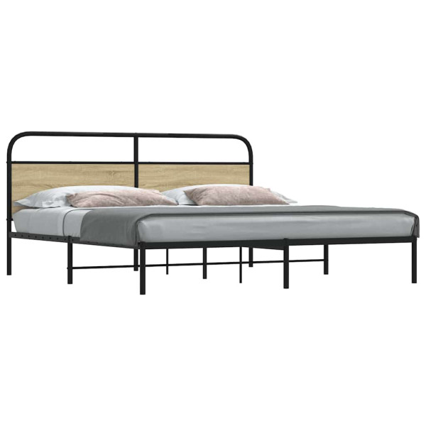 Estructura de cama sin colchón metal roble Sonoma 183x213 cm Estructura de cama sin colchón metal roble Sonoma 183x213 cm D