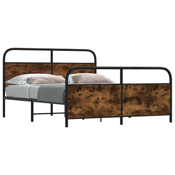 Estructura de cama sin colchón metal roble ahumado 160x200 cm Estructura de cama sin colchón metal roble ahumado 160x200 cm D