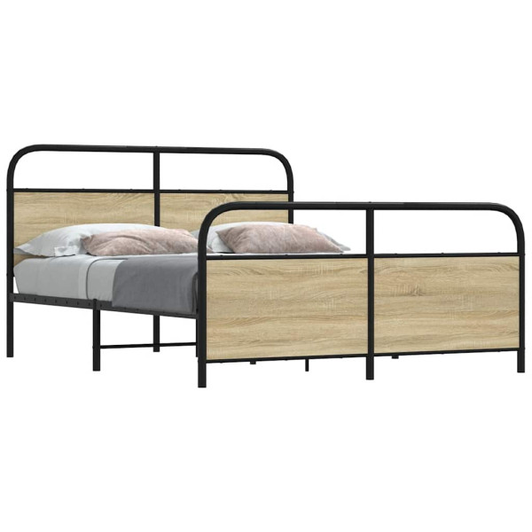 Estructura de cama sin colchón metal roble Sonoma 150x200 cm Estructura de cama sin colchón metal roble Sonoma 150x200 cm D